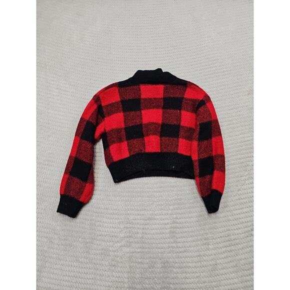 Art Class Sweater Girls 7/8 Fuzzy Buffalo Check Plaid - Picture 6 of 7